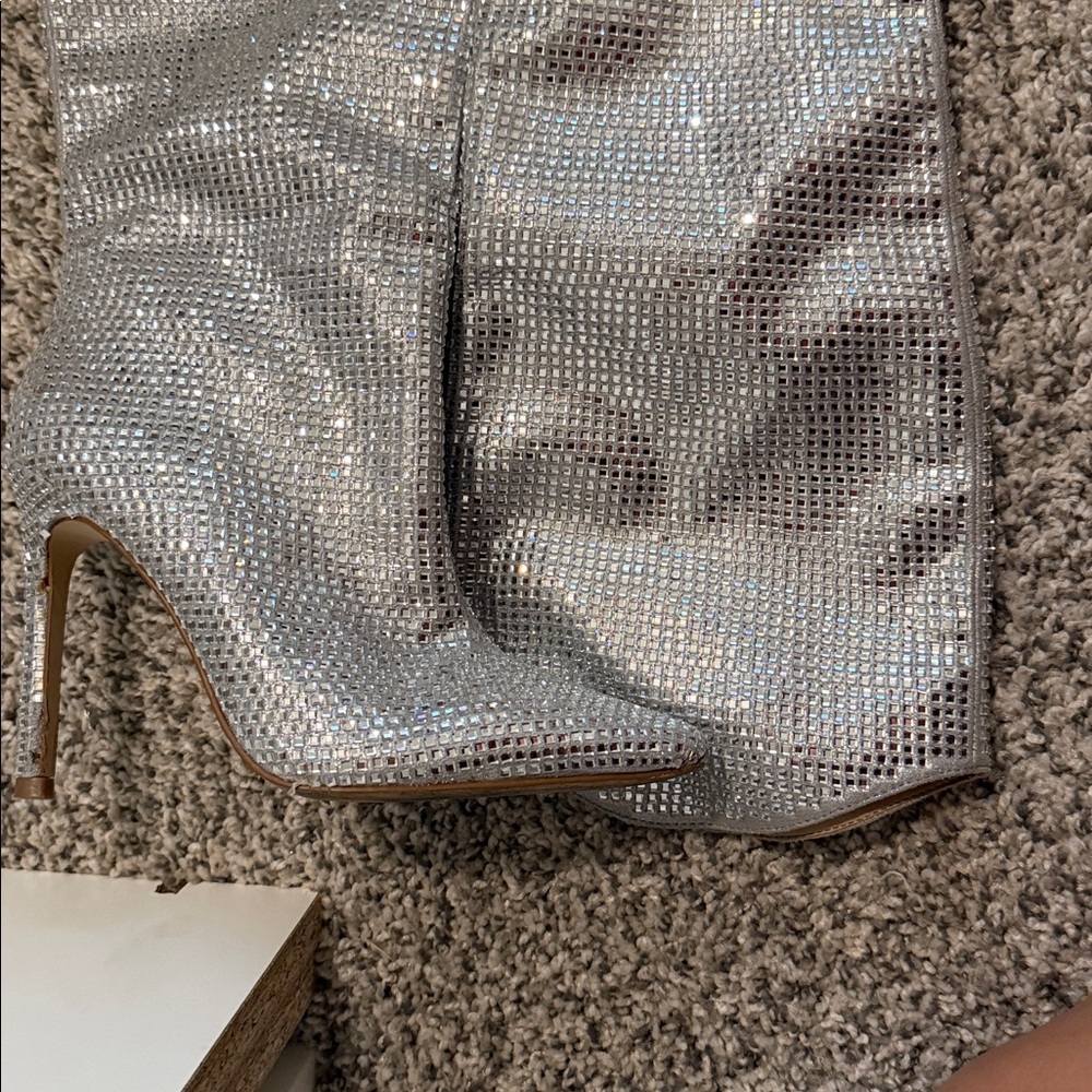 Silver Rhinestone Women's boots - Picture 2 of 2